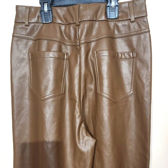 Vintage 90s Brown Nuggat Faux Leather Wide Leg Pants Size 27 - Picture 4 of 7
